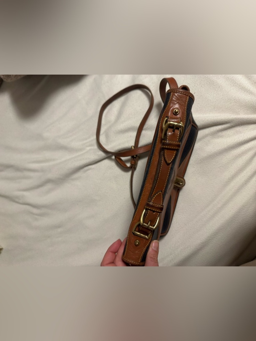 Vintage DOONEY & BOURKE Classic Two-Tone Black and Brown Leather Satchel - Picture 11 of 13